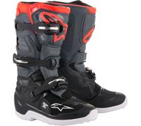 Alpinestars Tech 7S S25, stivali giovani 4 US male Nero/Grigio Scuro/Rosso Fluo