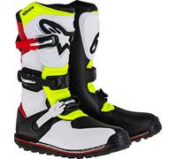 Alpinestars Tech T S23, stivali 8 US male Bianco/Rosso/Giallo Fluo/Nero