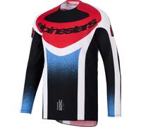 Alpinestars Techstar KNIF Maglia da motocross, nero/bianco/rosso, Taglia L