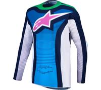 Alpinestars Techstar Maven Maglia Motocross, bianco/blu/verde, Taglia 2XL