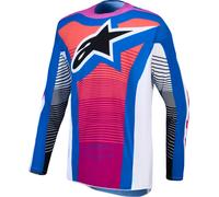 Alpinestars Techstar Maven Maglia Motocross, nero/bianco/blu/rosso, Taglia S