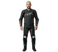 Alpinestars Missile V2, tuta in pelle 2pz. 48 male Nero/Rosso Fluo