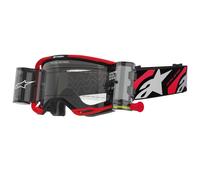 Alpinestars Vision 8 Luar ROLL-OFF Occhiali da motocross Wide Vision rossi e neri con lenti trasparenti