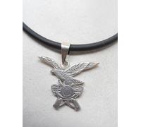 Alpini: Ciondolo in Argento 925 e Caucciù - Pendente Simbolo Penne Nere - Stemma