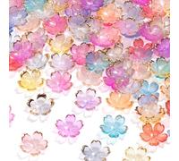 Alpinleux 100 perline in acrilico a forma di fiore, a 5 petali, per la creazione di gioielli, perline placcate oro, perline a fiori di ciliegio, perline per artigianato e braccialetti (diversi colori)