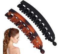 Alpinleux 2 fermagli per capelli a banana da donna, grandi fermagli per capelli a doppio pettine, accessori per capelli lunghi, corti, spessi e sottili (opaco A, piatto)