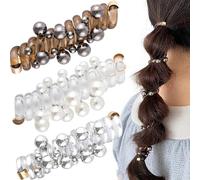 Alpinleux 3 elastici per capelli a spirale senza pieghe da donna, 3 colori a forma di cordoncino, elastici per telefono con perle, elastici per capelli a spirale, elastici per capelli spessi, sottili