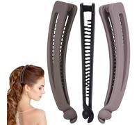 Alpinleux 3 fermagli per capelli a banana da donna, grandi fermagli a doppio pettine, accessori per capelli lunghi, corti, spessi e sottili (viola, marrone, nero)