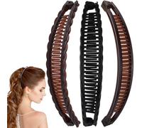 Alpinleux 3 fermagli per capelli a banana da donna, grandi fermagli per capelli a doppio pettine, lucidi a banana, accessori per capelli lunghi, corti, spessi e sottili (3 stili)