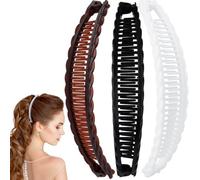 Alpinleux 3 fermagli per capelli a banana da donna, grandi fermagli per capelli doppi, accessori per capelli lunghi, corti, spessi e sottili (3 colori)