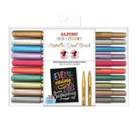 Alpino - 10 pennarelli Dual Brush Metallic Color | Pennarelli lucidi | Lunga durata e resistenza | Diversità dei colori | Creatività senza limiti | Iniziazione al disegno