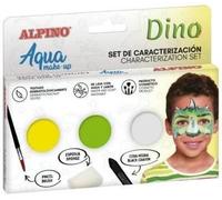 Alpino Aqua Make Up Set Caratterizzazione Dinosauri - 3 Compatti + Cera Nera + Pennello + Spugna NEW