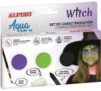 Alpino Aqua Make Up Set Caratterizzazione Strega - 3 Compatti + Cera Nera + Pennello + Spugna NEW