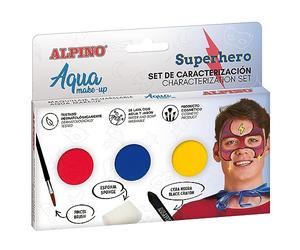 Alpino Aqua Make up supereroe Set di caratterizzazione, trucco viso e corpo a base d'acqua, ideale per costumi di bambini e adulti | vernice a base d'acqua per uso ricreativo e semi-professionale