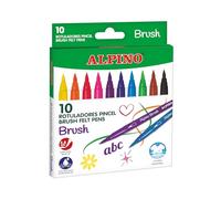 Alpino - Astuccio 12 pennarelli Brush | Pennarelli super lavabili | Pennarelli Lettering per bambini | Pennarelli punta pennello 3,8 mm | Lunga durata e resistenza