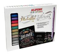 Alpino Color Experience Kit Metallic Lettering | Pennarelli Metallici Lettering | Pennarelli a doppia punta per Lettering | Lettering e Calligrafia