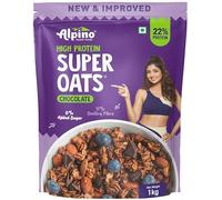 ALPINO Peanut Butter Super Oats Chocolate | 21g High Protein Rolled Oats | Made with Rolled Oats, Chocolate Peanut Butter & Cocoa | No Added Sugar & Salt | Gluten-Free | Vegan (1 kg)