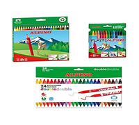 Alpino Set di Materiale Scolastico | 24 Matite Colorate + 24 Pennarelli Standard + Custodia con 12 Pastellii | Pacchetto di Materiale Scolastico