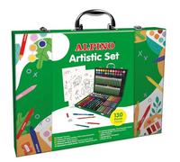 Alpino - Valigetta artistica 130 pezzi | Set completo per artisti | Include Cerette, Matite colorate, acquerelli, vernici acriliche, pennarelli a doppia punta e altro