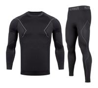Alpinus Uomo Active Set di strati di base Termo Doppio strato Nero-Grigio