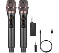 ALPOWL WXM Microfono Wireless, Microfono Karaoke con 192KHZ/24Bit, Professionale UHF Cordless Dynamic Mic System, Sistema PA Ricevitore Ricaricabile per Amplificatore Vocale(Nero)