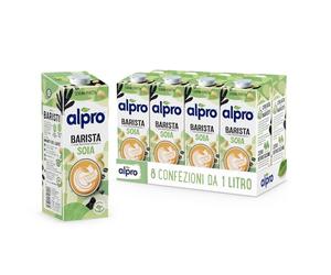 ALPRO BARISTA PROFESSIONAL, Bevanda alla SOIA, Alternativa Vegetale al Latte, Naturalmente Senza Lattosio, per Deliziose Creazioni da Bar 100% vegetale - 8 confezioni x 1 Litro