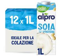 ALPRO CLASSICO, Bevanda alla SOIA, Alternativa Vegetale al Latte, Naturalmente Senza Lattosio, con Vitamine B2, B12 e D2 - 12 confezioni x 1 Litro