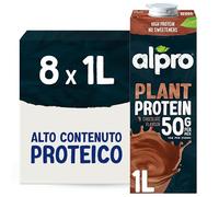 ALPRO PROTEIN 50g, Bevanda alla SOIA al gusto CIOCCOLATO, 100% vegetale con vitamine B2, B12 e D (8 confezioni x 1 Litro)