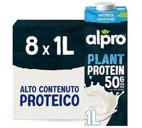 ALPRO PROTEIN 50g, Bevanda alla SOIA, 100% vegetale con vitamine B2, B12 e D (8 confezioni x 1 Litro)