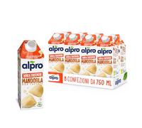 ALPRO SENZA ZUCCHERI, Bevanda alla MANDORLA, 100% vegetale con vitamine B2, B12, D2, E (8 confezioni da 750 ml)