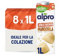 ALPRO SENZA ZUCCHERI, Bevanda alla MANDORLA, 100% vegetale con vitamine B2, B12, D2, E (8 confezioni x 1 Litro)