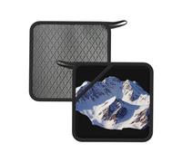 Alps Snow Mountains, 2 tappetini resistenti al calore, 18 cm, quadrati, isolanti, adatti per cucinare, cuocere al forno, pentole calde, ecc.
