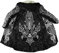 ALPTEC Cappotto con mantello con cappuccio vichingo Mito norreno Fenrir Lupo Tatuaggio Mantello a maniche lunghe Mantello caldo e spesso Poncho con cappuccio antivento (Color : Odin, Size : 4XL)