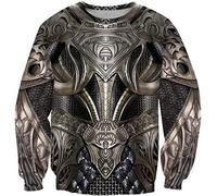 ALPTEC Felpe con cappuccio vichingo Pullover Tatuaggi pirata Cavaliere Maglione con stampa 3D Maglione oversize guerriero allentato norvegese Cappotto autunnale (Color : Sweatshirt, Size : XL)