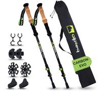 Alpteq® Bastoncini da trekking telescopici in carbonio - modello con punta a tirante verde - bastoncini da trekking ultraleggeri per donne, uomini e bambini | regolabili 65 - 135 cm | Nordic Walking