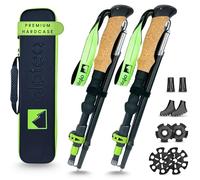 Alpteq Bastoni da trekking pieghevoli in alluminio con manico in sughero, bastoncini da trekking per sport di montagna, da donna e da uomo, extra leggeri e telescopici variabili (alluminio 115-135 cm