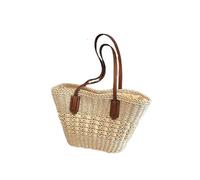 ALQPPM Borsa Paglia Borse Estive In Paglia Borsa A Tracolla Grande In Vimini Rattan Borse Da Donna In Tessuto Borse Da Spiaggia Per Le Vacanze Al Mare-Beige-25-24-11 Cm