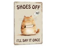 ALREAR Cartello con scritta "Shoes Off Sign No Shoes Sign For House Door Decor, Take Your Shoes Off", per porta d'ingresso, camera da letto, si prega di rimuovere le scarpe, cartello in metallo 20,3 x