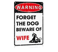 Alrear Man Cave Decor divertente insegna in metallo bar pub ufficio garage decorazioni da parete - Forget The Dog Beware of Wife alluminio 30,5 cm x 20,3 cm