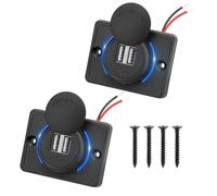 Alrens 2 pezzi presa caricatore da auto doppia USB 4.8 A con interruttore, 12 V/24 V pannello USB di controllo a doppia porta, caricatore USB da auto, per auto, marina, campeggio, SUV