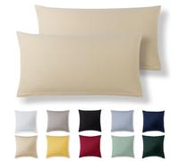 Alreya Set di 2 Federe in 100% jersey di cotone con chiusura lampo - 40 x 70 cm - Beige - Federa Cuscino, Copricuscino Divano, Federa super morbida 40x70