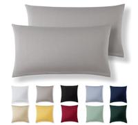 Alreya Set di 2 Federe in 100% jersey di cotone con chiusura lampo - 40 x 70 cm - Grigio Chiaro - Federa Cuscino, Copricuscino Divano, Federa super morbida 40x70