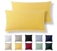 Alreya Set di 2 Federe in 100% jersey di cotone con chiusura lampo - 40 x 80 cm - Giallo - Federa Cuscino, Copricuscino Divano, Federa super morbida 40x80