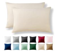 Alreya Set di 2 Federe Renforcé 100% cotone - 50 x 75 cm - Beige - con cerniera YKK - Ipoallergenico senza prodotti chimici