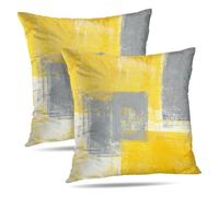 Alricc Confezione da 2 federe decorative reversibili per cuscini e cuscini per divano, letto, divano e soggiorno, 45 x 45 cm, colore: giallo grigio