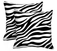 Alricc Set di 2 federe per cuscini con zebra, 45 x 45 cm, bianche e nere, morbide, decorative, per divano, soggiorno, camera da letto