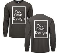 ALRRGPB T-Shirt Personalizzate a Maniche Lunghe per Uomini/Donne Progetta la Tua Camicia Aggiungi Testo Personalizzato Cotone Tee Stampato Anteriore/Posteriore