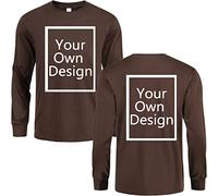 ALRRGPB T-Shirt Personalizzate a Maniche Lunghe per Uomini/Donne Progetta la Tua Camicia Aggiungi Testo Personalizzato Cotone Tee Stampato Anteriore/Posteriore