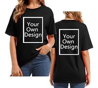 ALRRGPB T-Shirt Personalizzate per Le Donne Progetta la Tua Camicia Aggiungi Testo/Immagine/Logo Personalizzato Cotone Tee Stampato Foto Anteriore/Posteriore