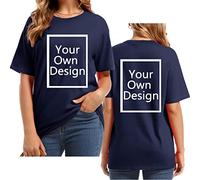 ALRRGPB T-Shirt Personalizzate per Le Donne Progetta la Tua Camicia Aggiungi Testo/Immagine/Logo Personalizzato Cotone Tee Stampato Foto Anteriore/Posteriore